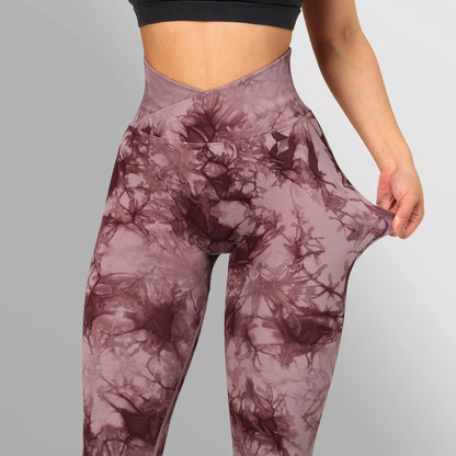 COUGAR Patterned Scrunch Leggings (Butt-Lifting, Yoga Pants, Gym Compression Tights, Seamless High Waist, Breathable Slim-Fit)