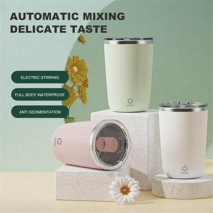 [Premium Original] NUTRI Self Stirring Portable Mug (Coffee, Milkshake, Juice Mixing, Lazy Rotating, Magnetic Stirring)