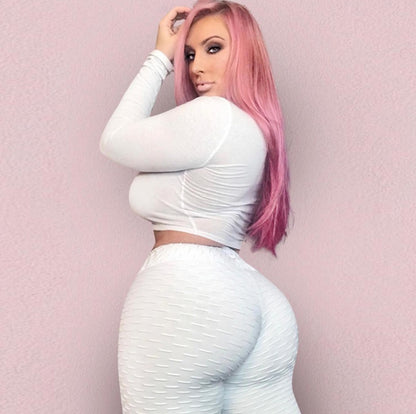 ANACONDA Plaid Scrunch Leggings (Same Prize for all Sizes, Butt-Lifting, Yoga Pants, Gym Compression Tights, Seamless High Waist, Breathable Slim-Fit)