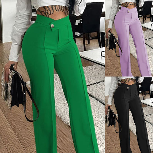 SOPHIA Smart Pants (Straight Fit, Buckle, Fashion, Women’s Trousers)