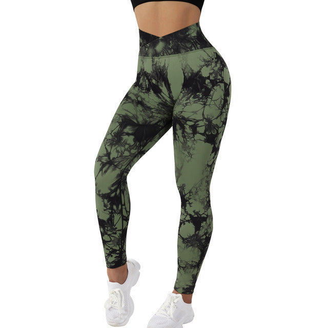 COUGAR Patterned Scrunch Leggings (Butt-Lifting, Yoga Pants, Gym Compression Tights, Seamless High Waist, Breathable Slim-Fit)