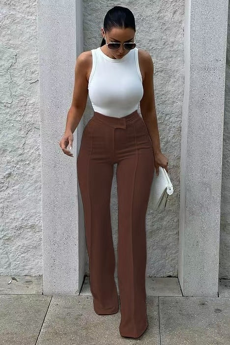 SOPHIA Smart Pants (Straight Fit, Buckle, Fashion, Women’s Trousers)