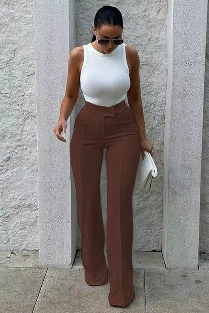 SOPHIA Smart Pants (Straight Fit, Buckle, Fashion, Women’s Trousers)