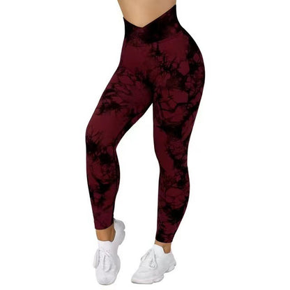 COUGAR Patterned Scrunch Leggings (Butt-Lifting, Yoga Pants, Gym Compression Tights, Seamless High Waist, Breathable Slim-Fit)