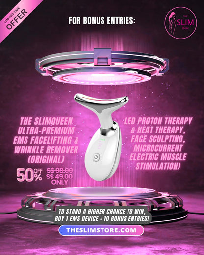 [Ultra-Premium Original] SLIMQUEEN Facelifting Wrinkle Remover (LED Proton Therapy, Face Slimming, Lymphatic Drainage, Electric Muscle Stimulation)