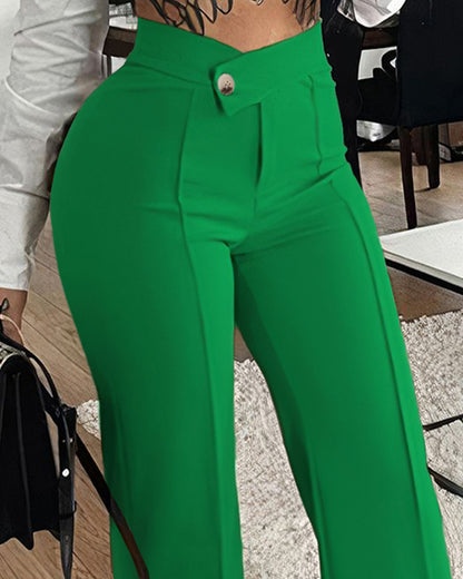 SOPHIA Smart Pants (Straight Fit, Buckle, Fashion, Women’s Trousers)
