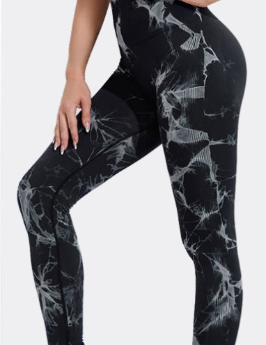 COUGAR Patterned Scrunch Leggings (Butt-Lifting, Yoga Pants, Gym Compression Tights, Seamless High Waist, Breathable Slim-Fit)